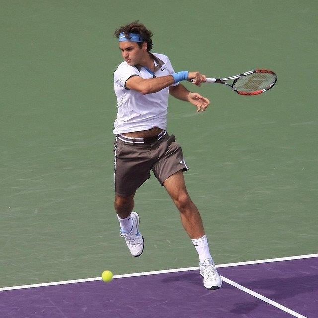 Roger Federer's follow through with heavy wrist action.